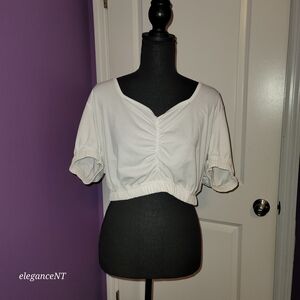 PrettyLittleThing White Ruched Blouse